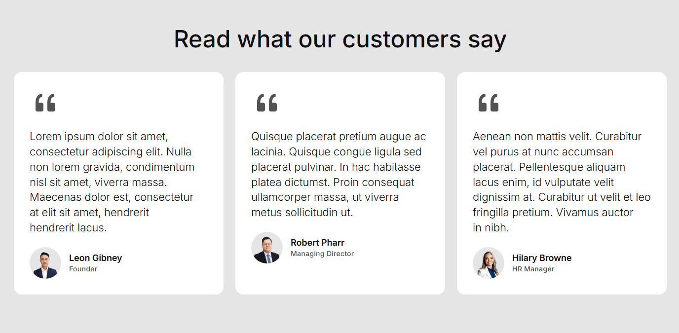 Testimonials Block Screenshot